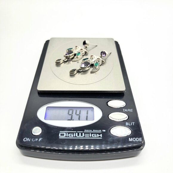 Nicky Butler Owl Earrings Amethyst & Gemstone .925 Sterling Silver New - Picture 7 of 7